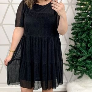 Mittoshop size Large Sheer sparkling black dress